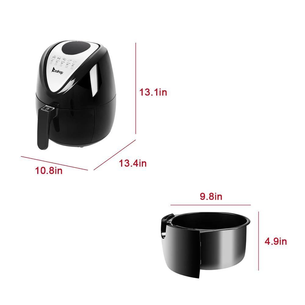 Winado 2.85 qt. Black Air Fryer with 7-Cooking Presets and Digital Touch Panel 8 Winado 2.85 qt. Black Air Fryer with 7-Cooking Presets and Digital Touch Panel - Image 6