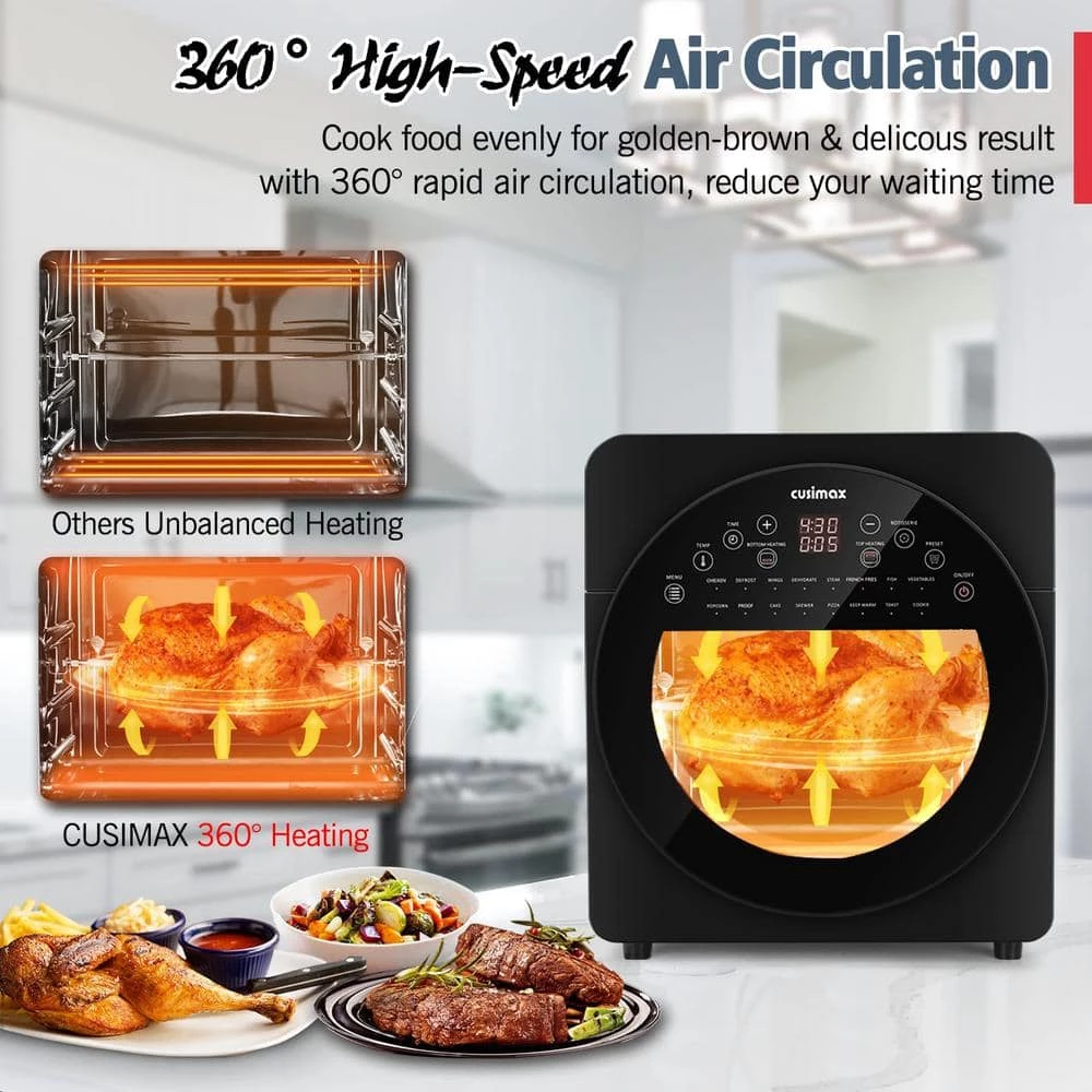 Cusimax 15.5 qt. Air Fryer Oven - Bake, Roast, Rotisserie, Dehydrate, Re-Heat 16 Quick Menu Presets 5 Cusimax 15.5 qt. Air Fryer Oven - Bake, Roast, Rotisserie, Dehydrate, Re-Heat 16 Quick Menu Presets - Image 3