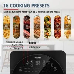 Cusimax 15.5 qt. Air Fryer Oven - Bake, Roast, Rotisserie, Dehydrate, Re-Heat 16 Quick Menu Presets 9 Cusimax 15.5 qt. Air Fryer Oven - Bake, Roast, Rotisserie, Dehydrate, Re-Heat 16 Quick Menu Presets -Air Fryers shop black air fryers cmaf 003 c3 1000