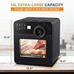 Unbranded Oliver 15 qt. Stainless Steel Air Fryer with 1-Skewer rack, 1-Baking cage, 1-Wire rack, 1-Mesh basket, 1-Mesh tray -Air Fryers shop black air fryers geek af14 wp 76 1000