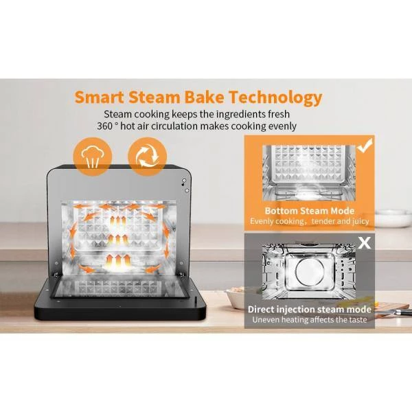 Movisa 26 qt. Black Steam Air Fryer Toast Oven with Presets Menu 7 Movisa 26 qt. Black Steam Air Fryer Toast Oven with Presets Menu - Image 5