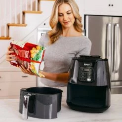NINJA 4 Qt. Electric Black Air Fryer with Recipe Book (AF101) 26 NINJA 4 Qt. Electric Black Air Fryer with Recipe Book (AF101) -Air Fryers shop black and gray ninja air fryers af101 fa 1000