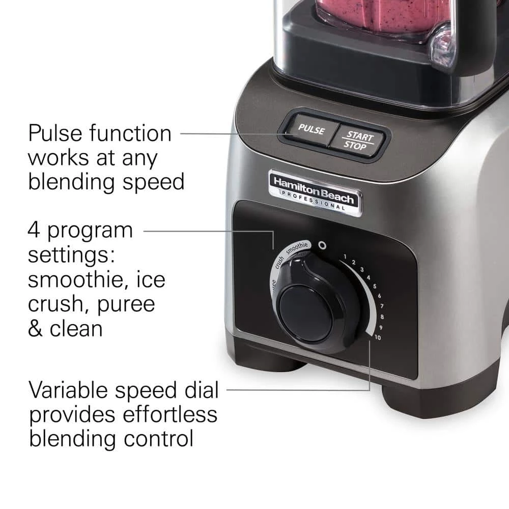 HAMILTON BEACH PROFESSIONAL 32 oz. 14-Speed Black and Grey Countertop Blender with Quiet Shield 7 HAMILTON BEACH PROFESSIONAL 32 oz. 14-Speed Black and Grey Countertop Blender with Quiet Shield - Image 5
