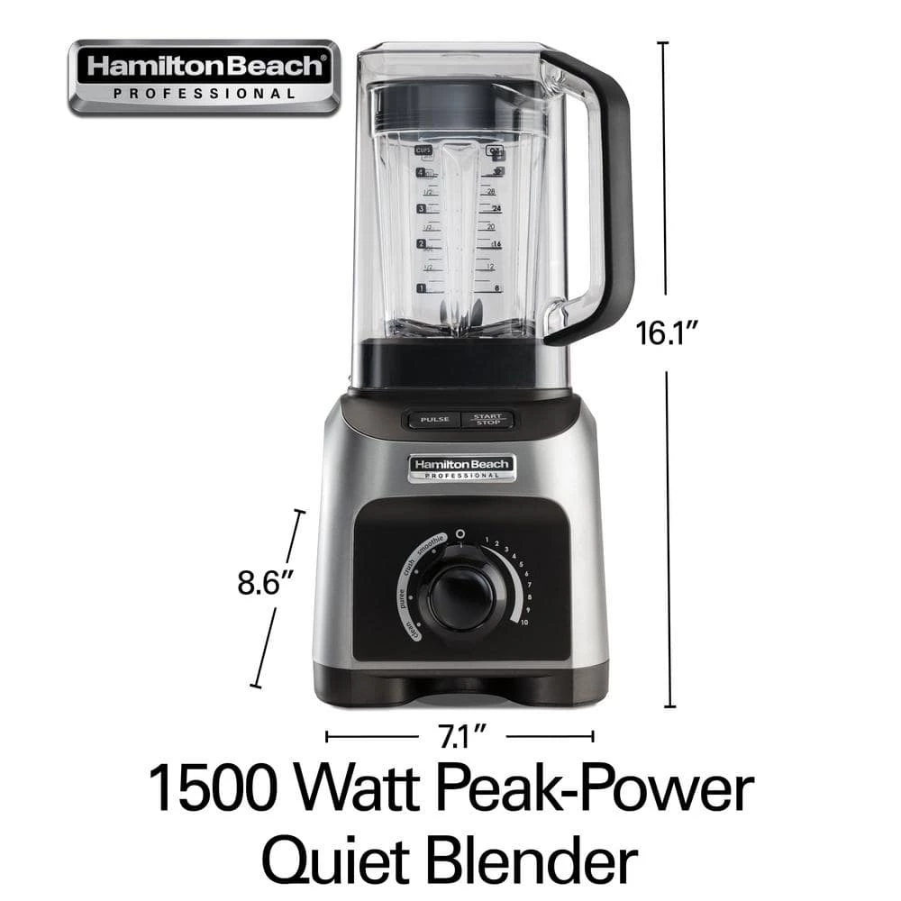 HAMILTON BEACH PROFESSIONAL 32 oz. 14-Speed Black and Grey Countertop Blender with Quiet Shield 4 HAMILTON BEACH PROFESSIONAL 32 oz. 14-Speed Black and Grey Countertop Blender with Quiet Shield - Image 2