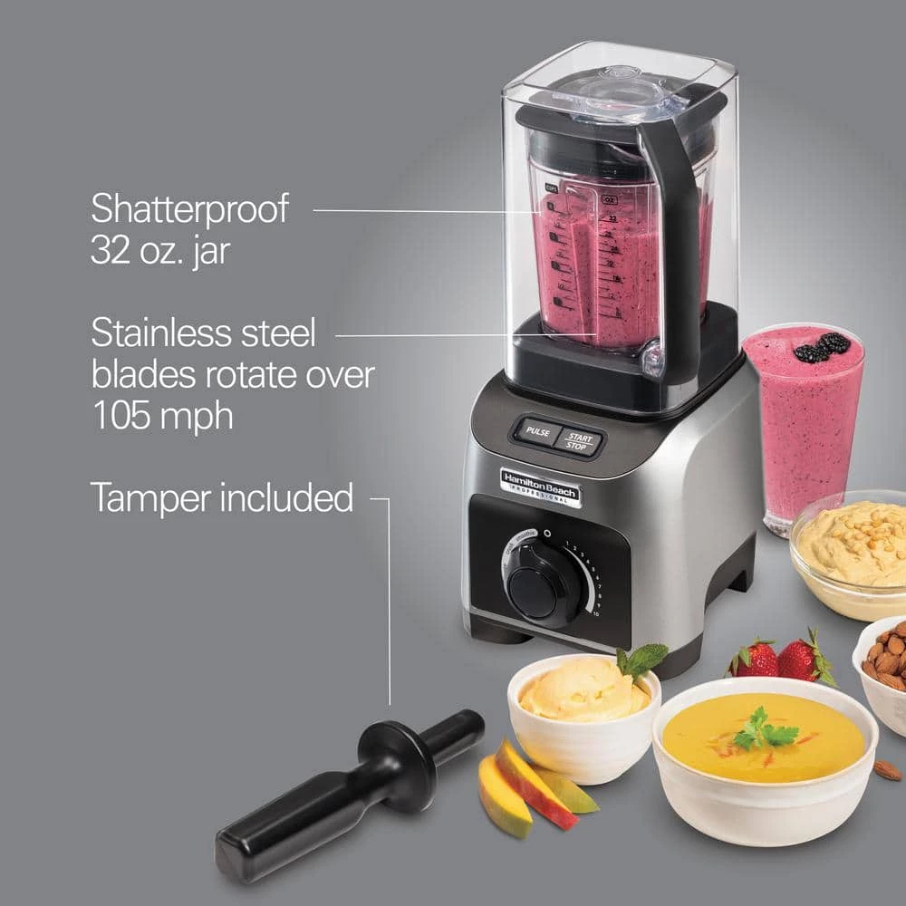 HAMILTON BEACH PROFESSIONAL 32 oz. 14-Speed Black and Grey Countertop Blender with Quiet Shield 9 HAMILTON BEACH PROFESSIONAL 32 oz. 14-Speed Black and Grey Countertop Blender with Quiet Shield - Image 7