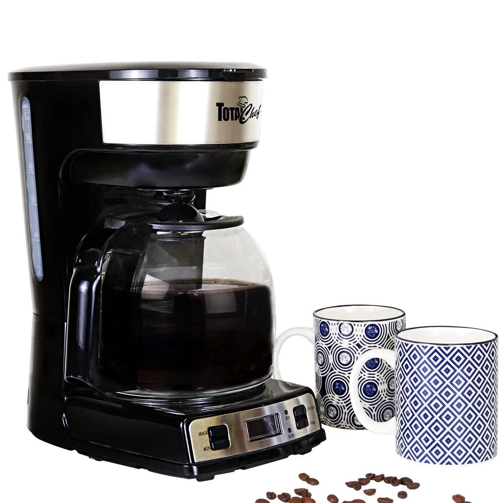 Total Chef 12-Cup Programmable Coffee Maker, Stainless Steel Drip Coffee Machine, Black and Silver 3 Total Chef 12-Cup Programmable Coffee Maker, Stainless Steel Drip Coffee Machine, Black and Silver