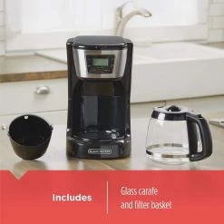 BLACK+DECKER 12-Cup Programmable Black Coffee Maker with Built-In Timer 16 BLACK+DECKER 12-Cup Programmable Black Coffee Maker with Built-In Timer -Air Fryers shop black black decker drip coffee makers cm2030b 1f 1000