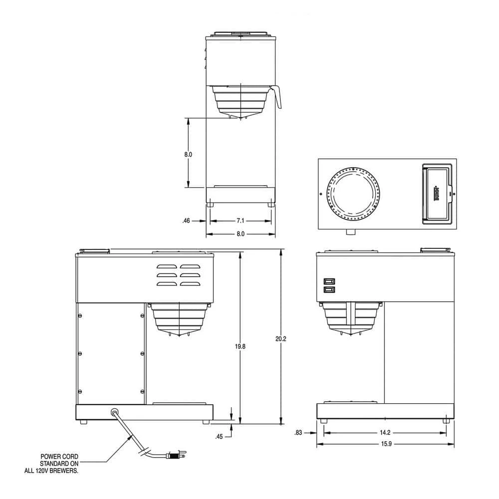 Bunn VPR 12-Cup Commercial Coffee Maker w/ 2 Glass Decanters, 33200.0015 4 Bunn VPR 12-Cup Commercial Coffee Maker w/ 2 Glass Decanters, 33200.0015 - Image 2