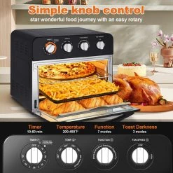 Cadeninc 24 qt. Black Air Fryer Oven, 3-Rack Levels ket, 4 mechinical knobs with single glass door 13 Cadeninc 24 qt. Black Air Fryer Oven, 3-Rack Levels ket, 4 mechinical knobs with single glass door -Air Fryers shop black cadeninc air fryers gbk lqw1 9957 44 1000