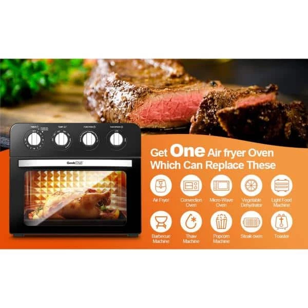 Cadeninc 24 qt. Black Air Fryer Oven, 3-Rack Levels ket, 4 mechinical knobs with single glass door 8 Cadeninc 24 qt. Black Air Fryer Oven, 3-Rack Levels ket, 4 mechinical knobs with single glass door - Image 6