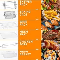 Cadeninc 15 qt. Black 16-in-1 Digital Air Fryer Oven with Rotisserie and Dehydrator, 8-Accessories Included 15 Cadeninc 15 qt. Black 16-in-1 Digital Air Fryer Oven with Rotisserie and Dehydrator, 8-Accessories Included -Air Fryers shop black cadeninc air fryers gbk lqw1 af14 44 1000