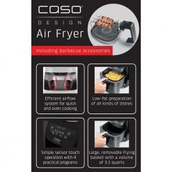 CASO 3.2 qt. Black Air Fryer with Barbecue Accessories -Air Fryers shop black caso air fryers 13179 1d 1000