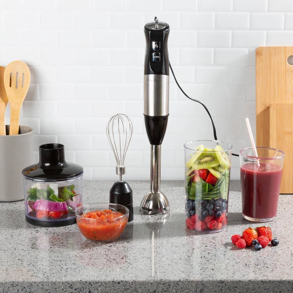 Classic Cuisine 6-Speed 4-in-1 Black Immersion Blender with Chopper and Whisk Attachment 11 Classic Cuisine 6-Speed 4-in-1 Black Immersion Blender with Chopper and Whisk Attachment - Image 9