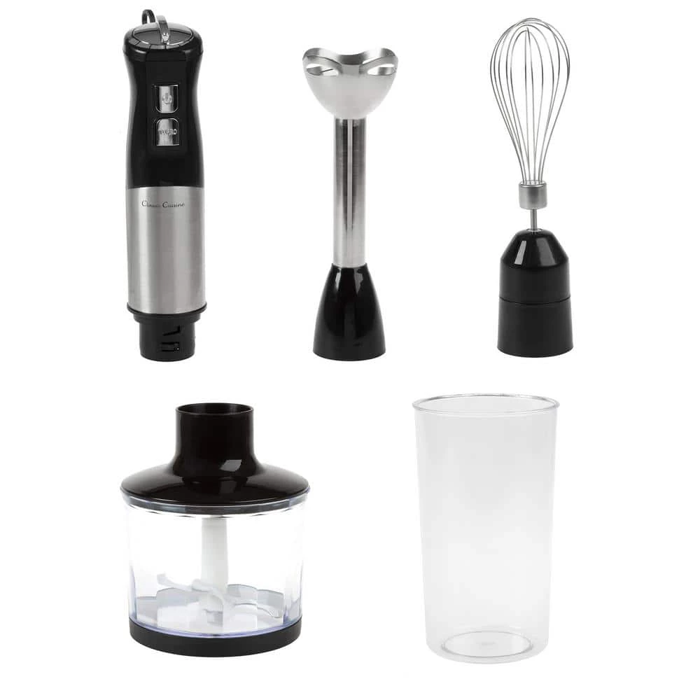 Classic Cuisine 6-Speed 4-in-1 Black Immersion Blender with Chopper and Whisk Attachment 3 Classic Cuisine 6-Speed 4-in-1 Black Immersion Blender with Chopper and Whisk Attachment