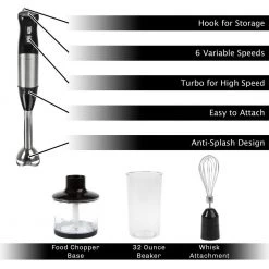 Classic Cuisine 6-Speed 4-in-1 Black Immersion Blender with Chopper and Whisk Attachment 18 Classic Cuisine 6-Speed 4-in-1 Black Immersion Blender with Chopper and Whisk Attachment -Air Fryers shop black classic cuisine immersion blenders hw031118 76 1000