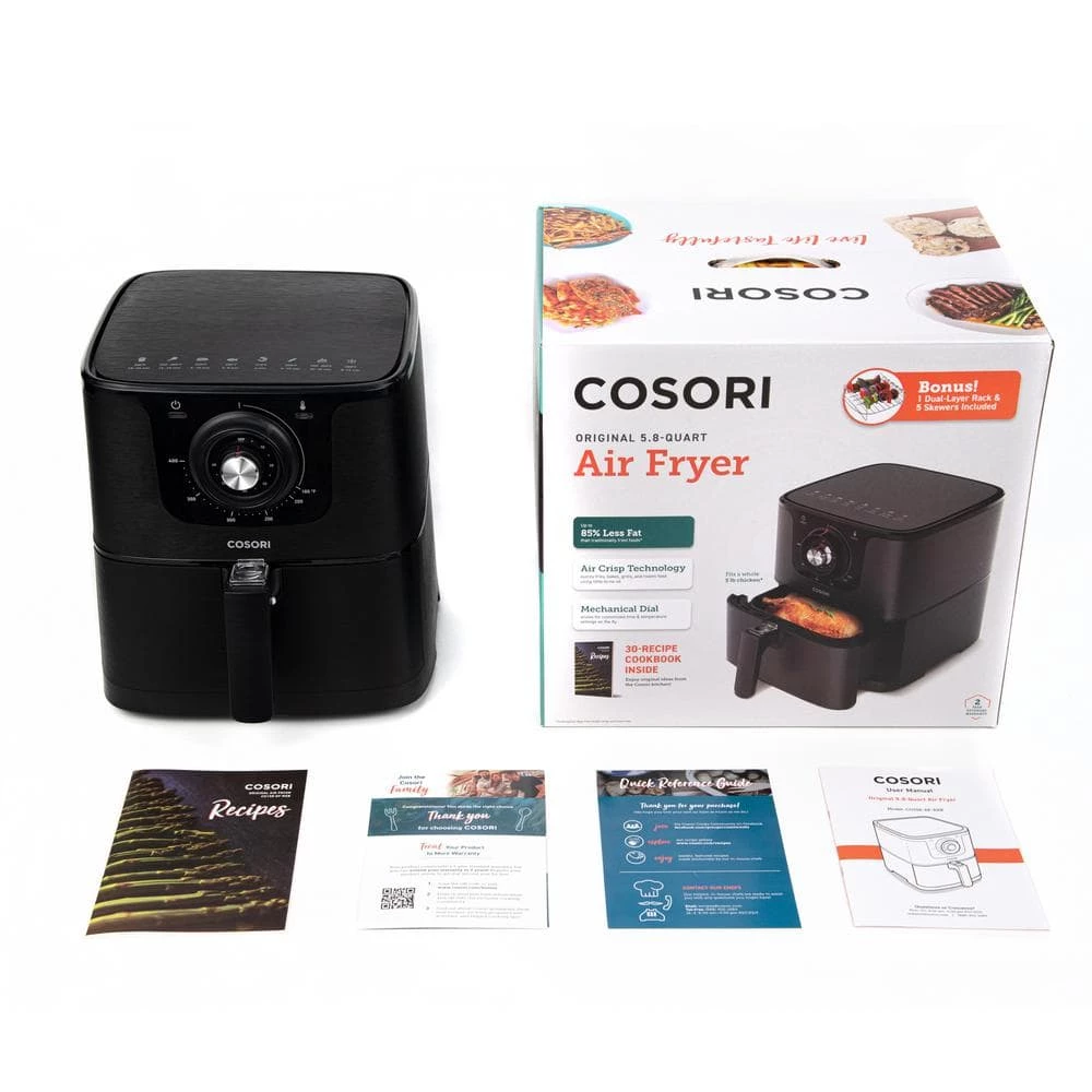 Cosori Premium Black 5.8 QT Air Fryer with Bonus Skewer Rack Set 7 Cosori Premium Black 5.8 QT Air Fryer with Bonus Skewer Rack Set - Image 5