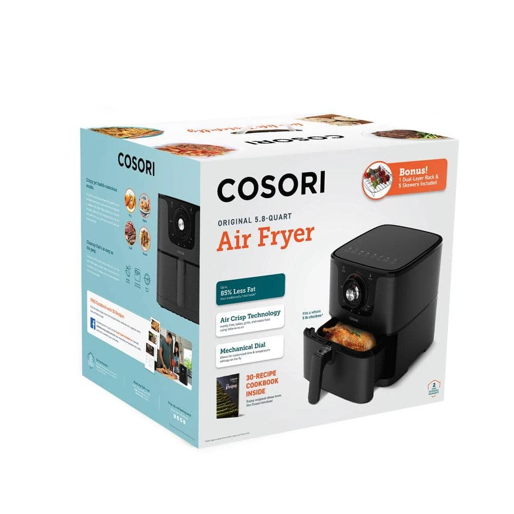 Cosori Premium Black 5.8 QT Air Fryer with Bonus Skewer Rack Set 8 Cosori Premium Black 5.8 QT Air Fryer with Bonus Skewer Rack Set - Image 6