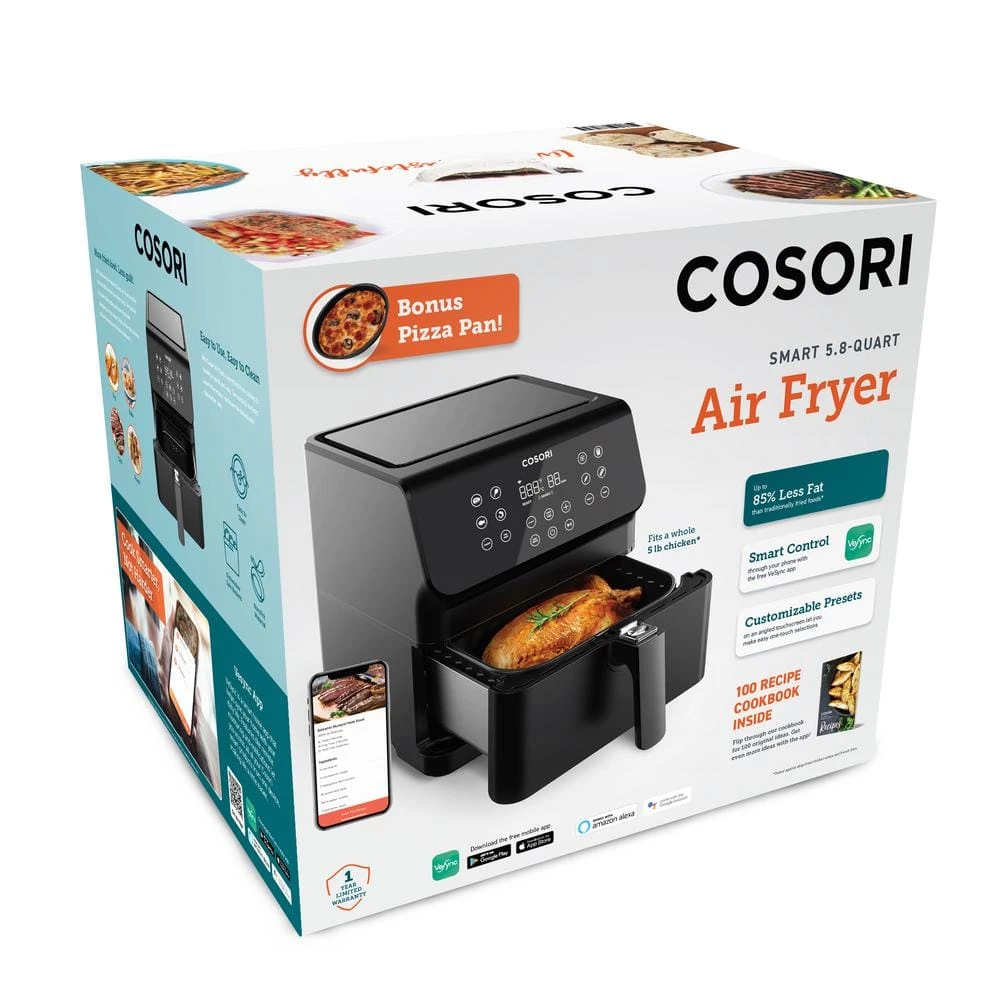 Cosori Pro XLS II Smart 5.8 qt. Black Digital Air Fryer with Pizza Pan 7 Cosori Pro XLS II Smart 5.8 qt. Black Digital Air Fryer with Pizza Pan - Image 5