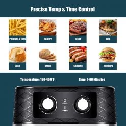 Costway 5.3 QT. Black Electric Hot Air Fryer 1700W Stainless steel Non-Stick Fry Basket 18 Costway 5.3 QT. Black Electric Hot Air Fryer 1700W Stainless steel Non-Stick Fry Basket -Air Fryers shop black costway air fryers ep24808us bk 1f 1000