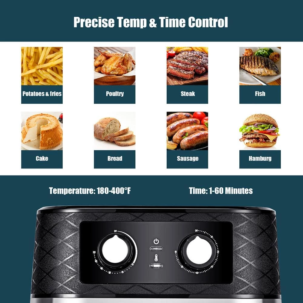 Costway 5.3 QT. Black Electric Hot Air Fryer 1700W Stainless steel Non-Stick Fry Basket 9 Costway 5.3 QT. Black Electric Hot Air Fryer 1700W Stainless steel Non-Stick Fry Basket - Image 7