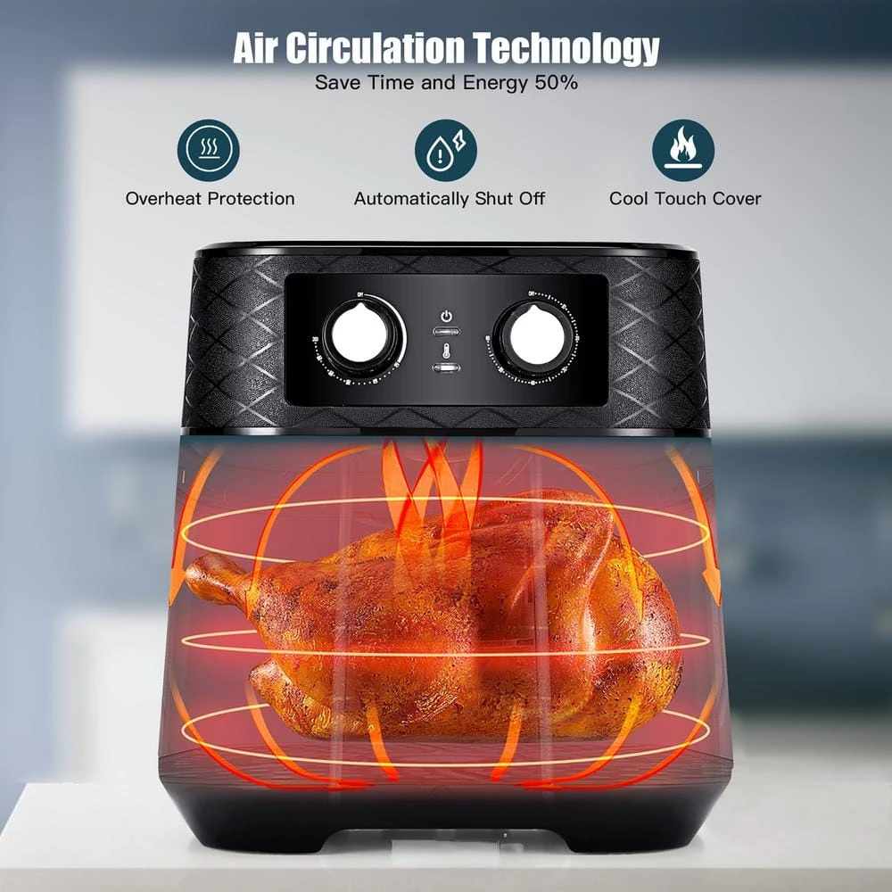 Costway 5.3 QT. Black Electric Hot Air Fryer 1700W Stainless steel Non-Stick Fry Basket 10 Costway 5.3 QT. Black Electric Hot Air Fryer 1700W Stainless steel Non-Stick Fry Basket - Image 8