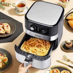 Costway 5.3 QT. Black Electric Hot Air Fryer 1700W Stainless steel Non-Stick Fry Basket 17 Costway 5.3 QT. Black Electric Hot Air Fryer 1700W Stainless steel Non-Stick Fry Basket -Air Fryers shop black costway air fryers ep24808us bk 4f 1000