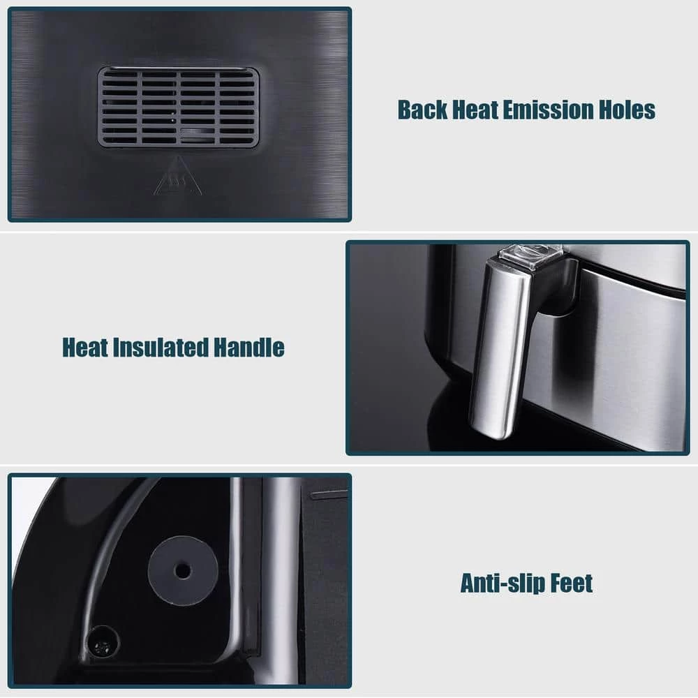 Costway 5.3 QT. Black Electric Hot Air Fryer 1700W Stainless steel Non-Stick Fry Basket 6 Costway 5.3 QT. Black Electric Hot Air Fryer 1700W Stainless steel Non-Stick Fry Basket - Image 4