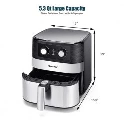 Costway 5.3 QT. Black Electric Hot Air Fryer 1700W Stainless steel Non-Stick Fry Basket 16 Costway 5.3 QT. Black Electric Hot Air Fryer 1700W Stainless steel Non-Stick Fry Basket -Air Fryers shop black costway air fryers ep24808us bk c3 1000