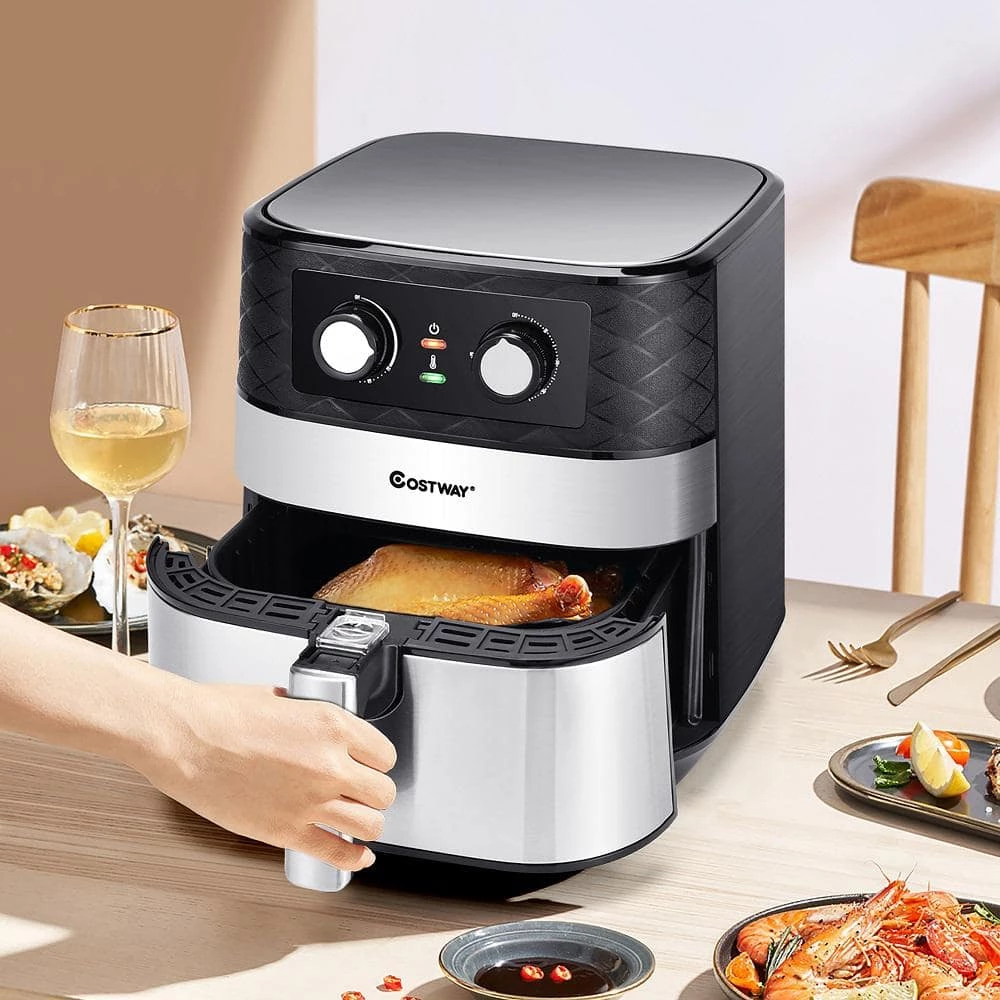 Costway 5.3 QT. Black Electric Hot Air Fryer 1700W Stainless steel Non-Stick Fry Basket 4 Costway 5.3 QT. Black Electric Hot Air Fryer 1700W Stainless steel Non-Stick Fry Basket - Image 2