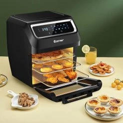 Costway 6 qt. Black 1700W Electric Air Fryer Oven 8-In-1 Rotisserie Dehydrator w/Accessories -Air Fryers shop black costway air fryers ep24925us dk 1f 1000