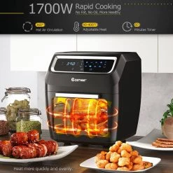 Costway 6 qt. Black 1700W Electric Air Fryer Oven 8-In-1 Rotisserie Dehydrator w/Accessories -Air Fryers shop black costway air fryers ep24925us dk 44 1000
