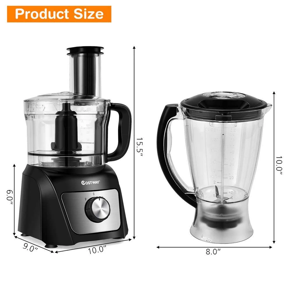 Costway 50 oz. Black 3-Speed Food Processor 500-Watts Variable Speed Blender Chopper 5 Costway 50 oz. Black 3-Speed Food Processor 500-Watts Variable Speed Blender Chopper - Image 3