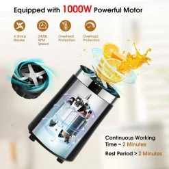 Costway 24 oz. Single Speed Black 1000-Watt Portable Blender 6-Blade Smoothie Blender with Travel Bottle -Air Fryers shop black costway countertop blenders es10060us bk 1f 1000