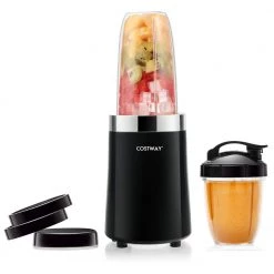 Costway 24 oz. Single Speed Black 1000-Watt Portable Blender 6-Blade Smoothie Blender with Travel Bottle -Air Fryers shop black costway countertop blenders es10060us bk 31 1000