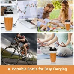 Costway 24 oz. Single Speed Black 1000-Watt Portable Blender 6-Blade Smoothie Blender with Travel Bottle -Air Fryers shop black costway countertop blenders es10060us bk 4f 1000