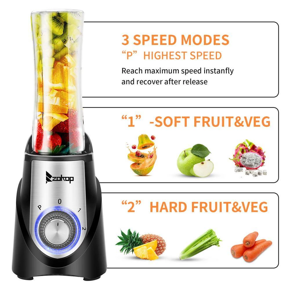 Winado 21 oz. 3-Speed Black Electronic Countertop Blender 6 Winado 21 oz. 3-Speed Black Electronic Countertop Blender - Image 4