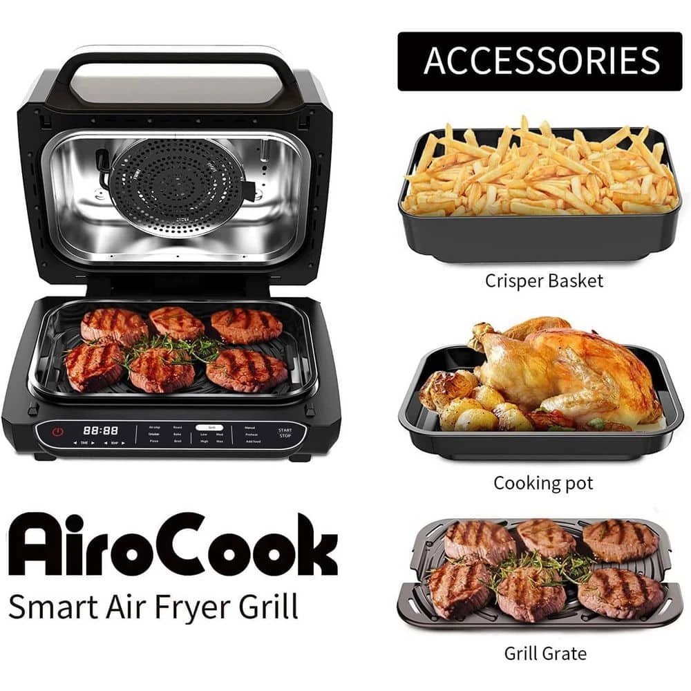 Edendirect 4 qt. Smart 7-in-1 Indoor Electric Grill Air Fryer Family Large Capacity with Air Crisp Dehydrate Roast Bake Broil Pizza 5 Edendirect 4 qt. Smart 7-in-1 Indoor Electric Grill Air Fryer Family Large Capacity with Air Crisp Dehydrate Roast Bake Broil Pizza - Image 3