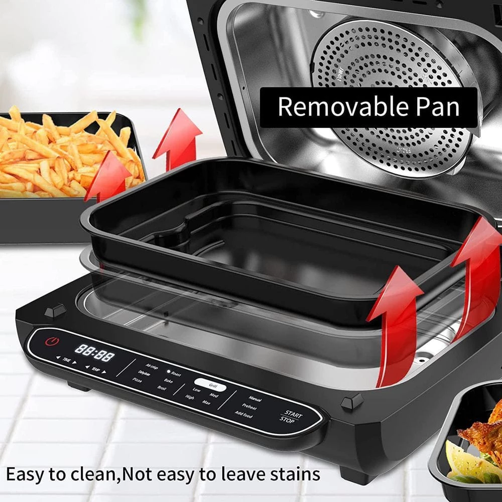 Edendirect 4 qt. Smart 7-in-1 Indoor Electric Grill Air Fryer Family Large Capacity with Air Crisp Dehydrate Roast Bake Broil Pizza 9 Edendirect 4 qt. Smart 7-in-1 Indoor Electric Grill Air Fryer Family Large Capacity with Air Crisp Dehydrate Roast Bake Broil Pizza - Image 7