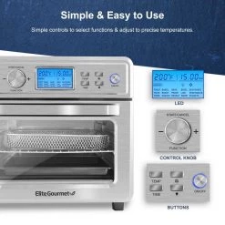 Elite Gourmet 22 qt. Black Stainless Steel Digital Air Fryer Oven with LCD Display and Interior Light- Silver 9 Elite Gourmet 22 qt. Black Stainless Steel Digital Air Fryer Oven with LCD Display and Interior Light- Silver -Air Fryers shop black elite gourmet air fryers eaf8190db 4f 1000