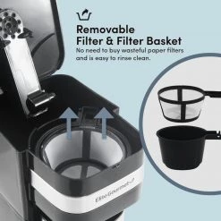 Elite Gourmet Single Serve 1-Cup Black Personal Drip Coffee Maker with Stainless Steel Travel Mug 11 Elite Gourmet Single Serve 1-Cup Black Personal Drip Coffee Maker with Stainless Steel Travel Mug -Air Fryers shop black elite gourmet drip coffee makers ehc111ax 1f 1000