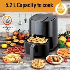 Emerald 5.5 qt. Black Digital Air Fryer with Slide Out Pan/Detachable Basket -Air Fryers shop black emerald air fryers sm air 1804 5 0 1d 1000