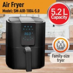 Emerald 5.5 qt. Black Digital Air Fryer with Slide Out Pan/Detachable Basket -Air Fryers shop black emerald air fryers sm air 1804 5 0 66 1000
