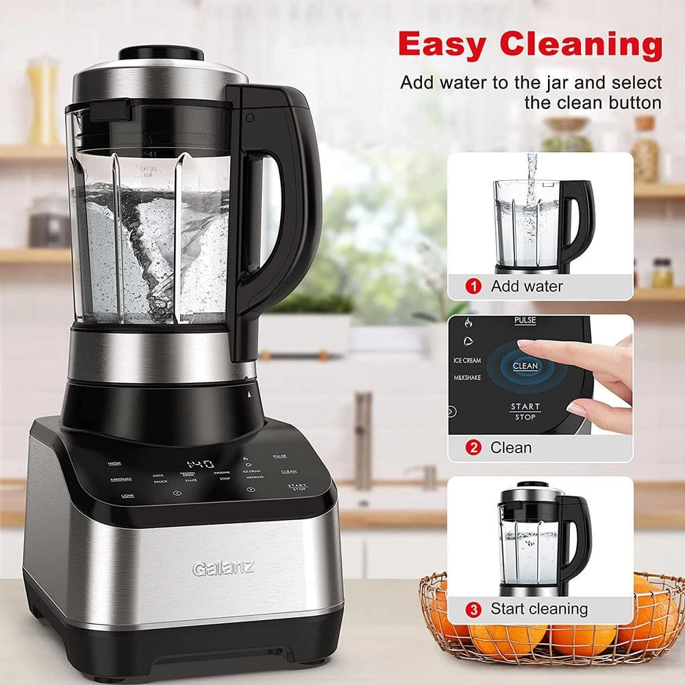 Galanz 60 oz. 3 Speeds Stainless Steel Touch Screen Glass Jar Hot and Cold Blender 12 Galanz 60 oz. 3 Speeds Stainless Steel Touch Screen Glass Jar Hot and Cold Blender - Image 10