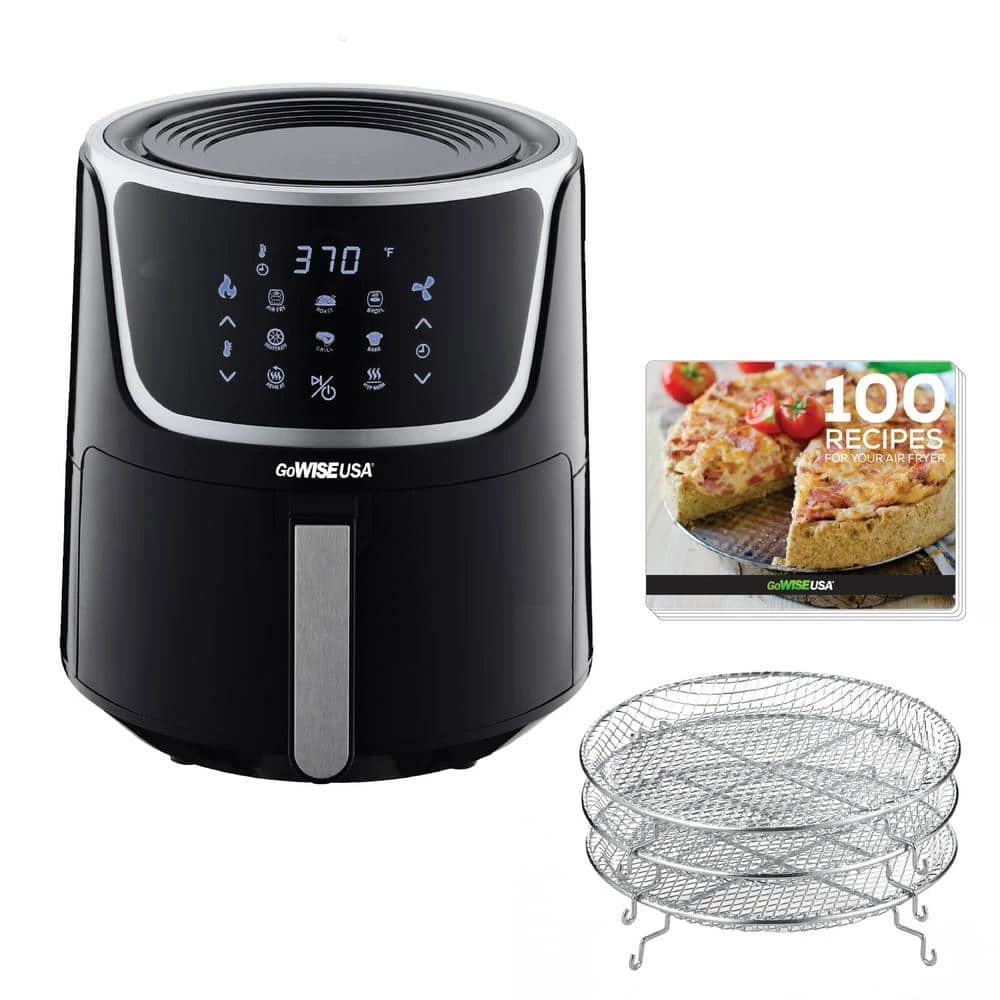 GoWISE USA 7 Qt. Black Air Fryer with Dehydrator and 3 Stackable Racks with 8 Functions 5 GoWISE USA 7 Qt. Black Air Fryer with Dehydrator and 3 Stackable Racks with 8 Functions - Image 3