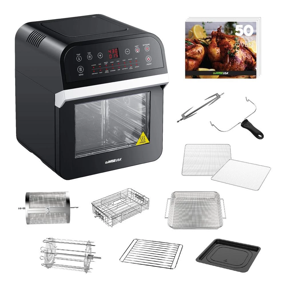 GoWISE USA 12.7 Qt. Black Rotisserie Oven and Air Fryer with Recipe Book 3 GoWISE USA 12.7 Qt. Black Rotisserie Oven and Air Fryer with Recipe Book