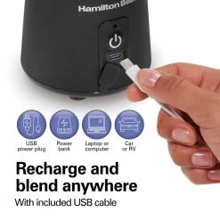 Hamilton Beach Blend Now 16 oz. Single Speed Black Cordless Portable Blender with Travel Lid 19 Hamilton Beach Blend Now 16 oz. Single Speed Black Cordless Portable Blender with Travel Lid -Air Fryers shop black hamilton beach countertop blenders 51180 44 1000