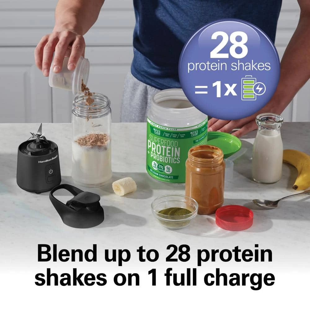 Hamilton Beach Blend Now 16 oz. Single Speed Black Cordless Portable Blender with Travel Lid 10 Hamilton Beach Blend Now 16 oz. Single Speed Black Cordless Portable Blender with Travel Lid - Image 8
