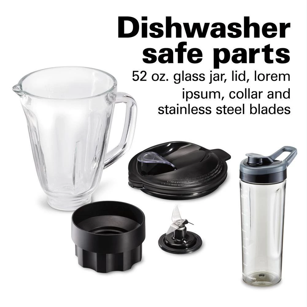 Hamilton Beach Multiblend 52 oz. 6-Speed Black Countertop Blender with Glass Jar and Travel Jar and Food Chopper 10 Hamilton Beach Multiblend 52 oz. 6-Speed Black Countertop Blender with Glass Jar and Travel Jar and Food Chopper - Image 8