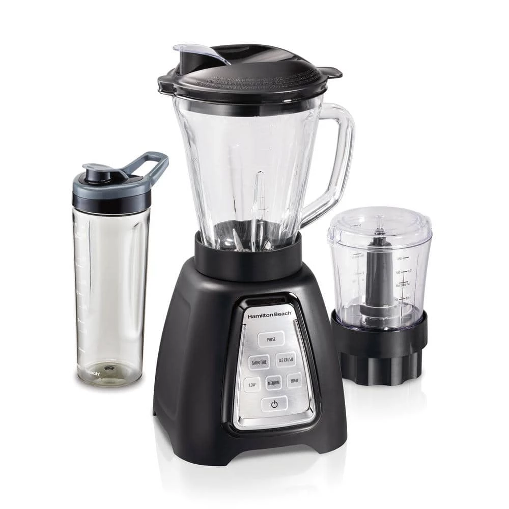 Hamilton Beach Multiblend 52 oz. 6-Speed Black Countertop Blender with Glass Jar and Travel Jar and Food Chopper 3 Hamilton Beach Multiblend 52 oz. 6-Speed Black Countertop Blender with Glass Jar and Travel Jar and Food Chopper