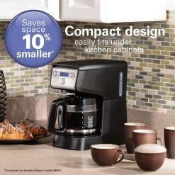 Hamilton Beach Compact 12-Cup Black Programmable Drip Coffee Maker -Air Fryers shop black hamilton beach drip coffee makers 46200 1f 1000
